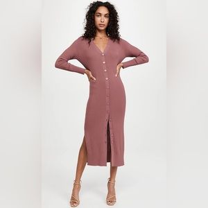 Line & Dot Simone Button Down Sweater Dress Rose Small